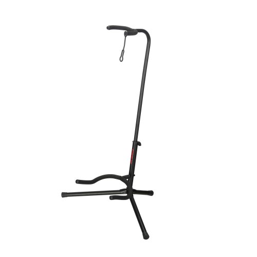 Stageline GS100B Guitar Stand – Universal Cradle for Acoustic & Electric Guitars, Adjustable Height 19″–31″, Black Finish with Rubber Padding & Security Strap