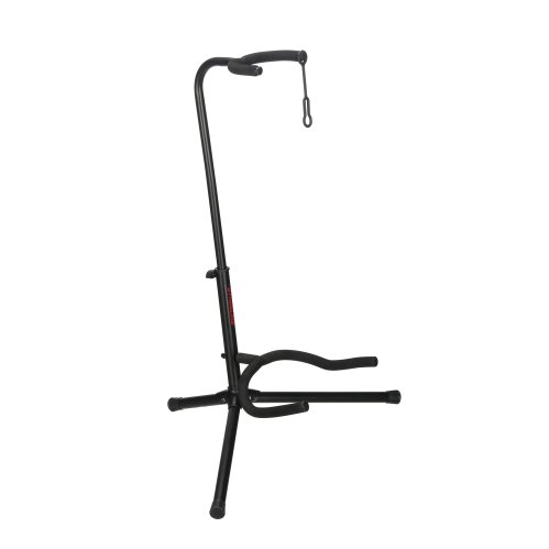 Stageline GS100B Guitar Stand – Universal Cradle for Acoustic & Electric Guitars, Adjustable Height 19″–31″, Black Finish with Rubber Padding & Security Strap