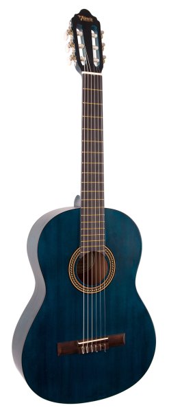 Valencia VC204TBU 200 Series Classical Guitar. Transparent Blue