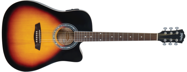 Washburn WA90CEVSB Dreadnought Acoustic Electric Guitar. Tobacco Burst