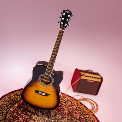 Washburn WA90CEVSB Dreadnought Acoustic Electric Guitar. Tobacco Burst