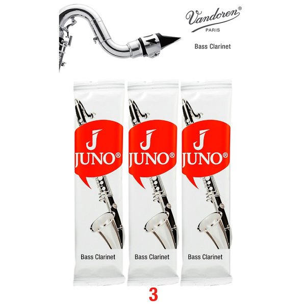 JUNO JCR313/3 Bass Clarinet Reeds #3. (3 Reed Card)