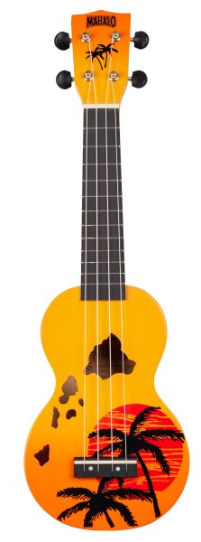 Mahalo MD1-HAORB Hibiscus Soprano Ukulele. Orange Burst