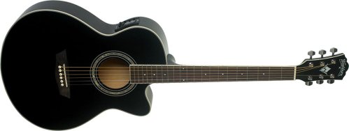 Washburn EA12 Festival Series Mini Jumbo Cutaway Acoustic Electric Guitar. Black