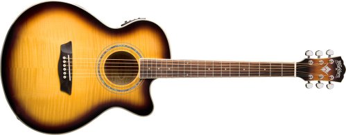 Washburn EA15 Festival Series Mini Jumbo Cutaway Acoustic Electric Guitar. Tobacco Burst
