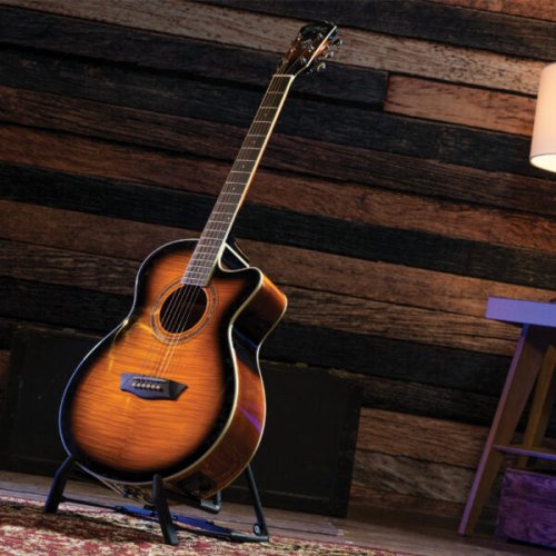 Washburn EA15 Festival Series Mini Jumbo Cutaway Acoustic Electric Guitar. Tobacco Burst