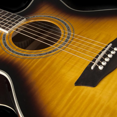 Washburn EA15 Festival Series Mini Jumbo Cutaway Acoustic Electric Guitar. Tobacco Burst