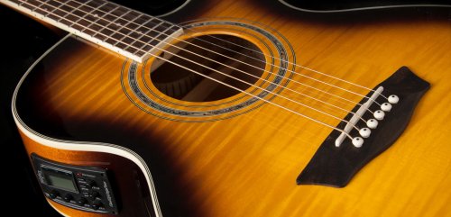 Washburn EA15 Festival Series Mini Jumbo Cutaway Acoustic Electric Guitar. Tobacco Burst