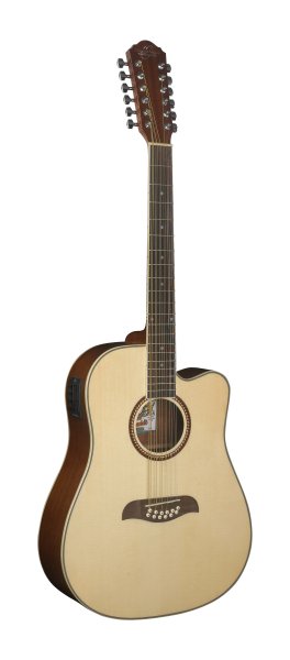 Oscar Schmidt OD312CE-A Dreadnought (12 String) Cutaway Acoustic Electric Guitar. Natural Spruce