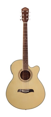Oscar Schmidt OG10CEN-A Folk Cutaway Acoustic Electric Guitar. Natural Spruce