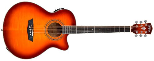 Washburn EA15 Festival Series Mini Jumbo Cutaway Acoustic Electric Guitar. Ice Tea Burst