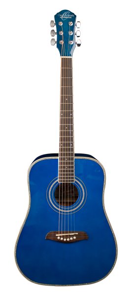 Oscar Schmidt OGHSTBL-A 1/2 Dreadnought Acoustic Guitar. Trans Blue