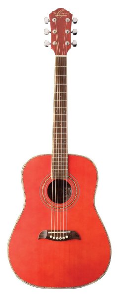 Oscar Schmidt OGHSTR-A 1/2 Dreadnought Acoustic Guitar. Trans Red
