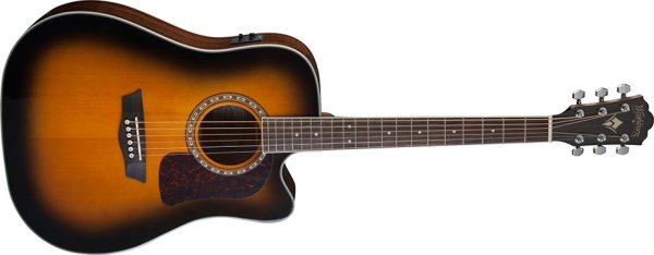 Washburn D10SCE Heritage 10 Series Dreadnought Cutaway Acoustic Electric Guitar. Tobacco Burst