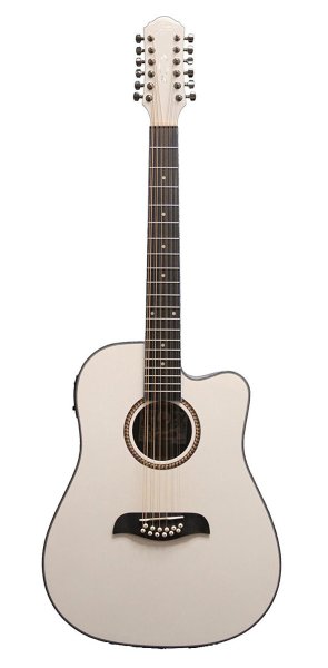 Oscar Schmidt OD312CEWH-A Dreadnought (12 String) Acoustic Electric Guitar. White