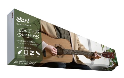 Cort EARTHPACKOP Earth Series Acoustic Guitar Starter Pack. Open Pore