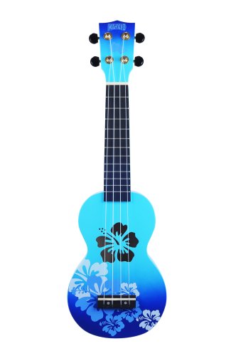 Mahalo MD1-HBBUB Hibiscus Soprano Ukulele. Blue Burst
