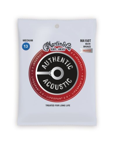 Martin MA150T Authentic Acoustic Lifespan 80/20 Bronze Medium Guitar Strings. 13-56