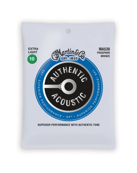 Martin MA530 Authentic Acoustic SP 92/8 Phosphor Bronze Extra Light Guitar Strings. 10-47