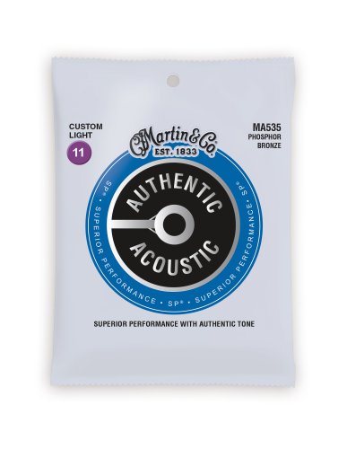 Martin MA535 Authentic Acoustic SP 92/8 Phosphor Bronze Custom Light Guitar Strings. 11-54