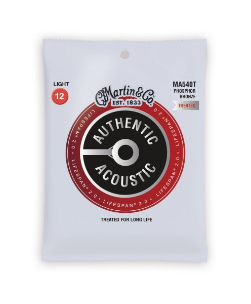 Martin MA540T Authentic Acoustic Lifespan 92/8 Phosphor Bronze Light Guitar Strings. 12-54