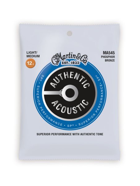 Martin MA545 Authentic Acoustic SP 92/8 Phosphor Bronze Light Medium Guitar Strings. 12.5-55