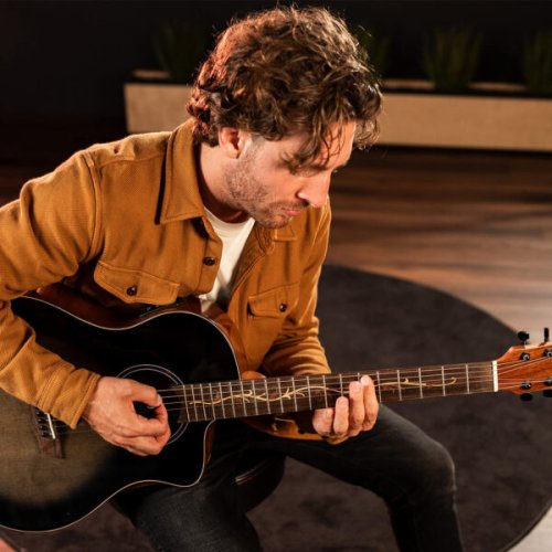 Washburn VITE S9V Bella Tono Studio Cutaway Acoustic Electric Guitar. Gloss Charcoal Burst