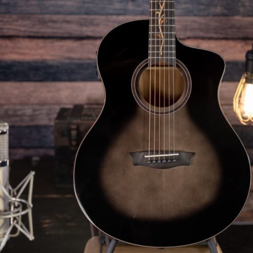 Washburn VITE S9V Bella Tono Studio Cutaway Acoustic Electric Guitar. Gloss Charcoal Burst