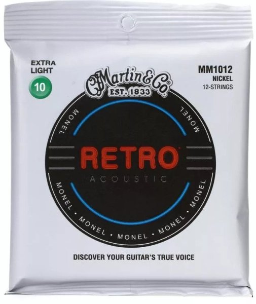 Martin MM1012 Retro Extra Light (12 String) Acoustic Guitar Strings. 10,10- 47,27