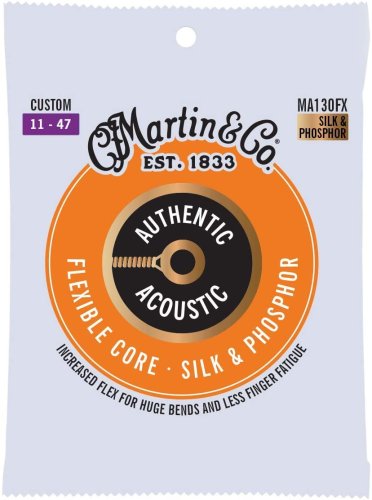 Martin MA130FX Authentic Acoustic Flexible Core Silk and Phosphor Guitar Strings. 11-47