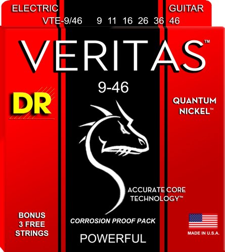 DR Strings VTE-9/46 Veritas Nickel Wraped Round Core Electric Guitar Strings. 9-46