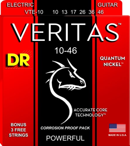DR Strings VTE-10 Veritas Nickel Wraped Round Core Electric Guitar Strings. 10-46
