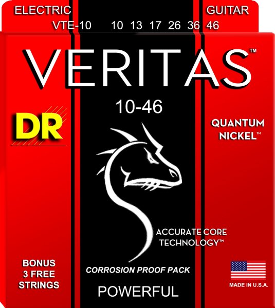 DR Strings VTE-10 Veritas Nickel Wraped Round Core Electric Guitar Strings. 10-46