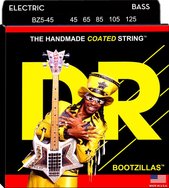 DR Strings BZ5-45 Bootzillas Clear Coated Stainless Steel (5 String) Bass Strings. 45-125