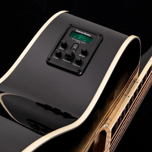 Washburn DFBACEB Deep Forest Burl Grand Auditorium Acoustic Electric Guitar. Black Fade