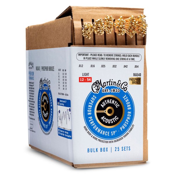 Martin 41BULKBOXMA540 Authentic Acoustic SP Acoustic Guitar Strings Bulk Box. 25 Set (12-54)