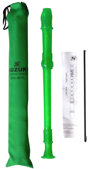 Suzuki SRE-80TG 3-Piece English Recorder. Green