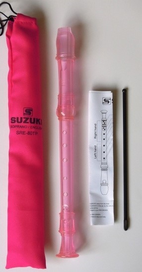 Suzuki SRG-81TP 3-Piece German Recorder. Pink