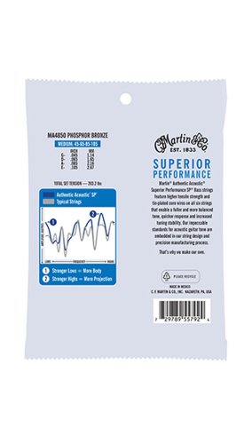 Martin MA4850 Authentic Acoustic SP Bass Strings. Medium (45-105)