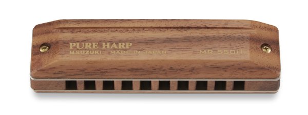 Suzuki MR-550H-LF Koa Pure Harp 10-Hole Diatonic Harmonica. Key of Low F