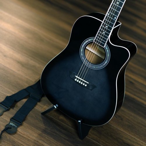 Washburn WA90CETBBPACK Learn & Play Pack Acoustic Electric Guitar Bundle. Transparent Black Burst