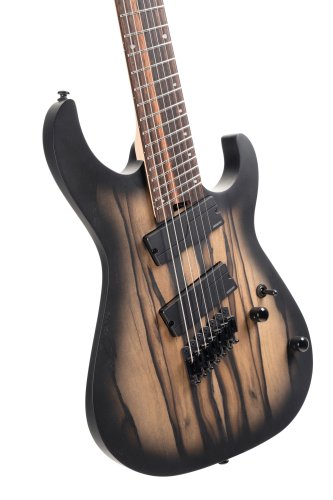 Cort KX507MS-NBB KX Series Pale Moon 7-String Multi-Scale Electric Guitar. Natural Black Burst