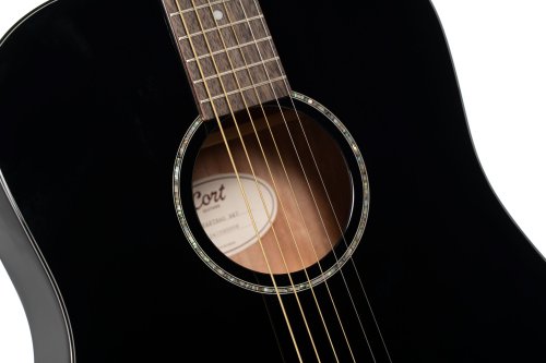 Cort EARTH60BK Earth Series 60 Dreadnought Acoustic Guitar. Back Gloss