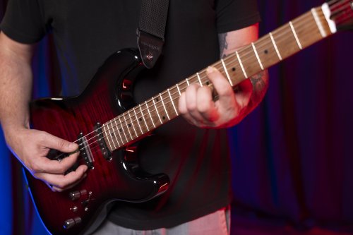 Washburn Sonamaster Elite Double Cutaway Electric Guitar. Flame Red Burst