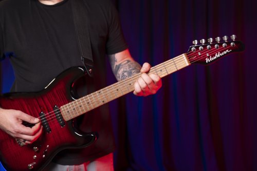 Washburn Sonamaster Elite Double Cutaway Electric Guitar. Flame Red Burst