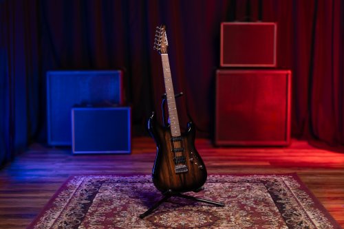 Washburn Sonamaster Elite Double Cutaway Electric Guitar. Striped Ebony
