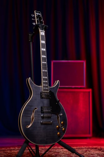 Washburn SH35TB Wing Series Semi Hollow Electric Guitar. Trans Black