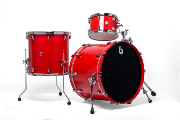 British Drum Co. ENG-22-CB-SSC Enigma Series Club Kit. Satin Scarlett 12", 16", 22"