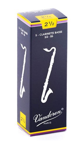 Vandoren CR1225 Bass Clarinet Traditional Reeds Strength #2.5. (Box of 5)