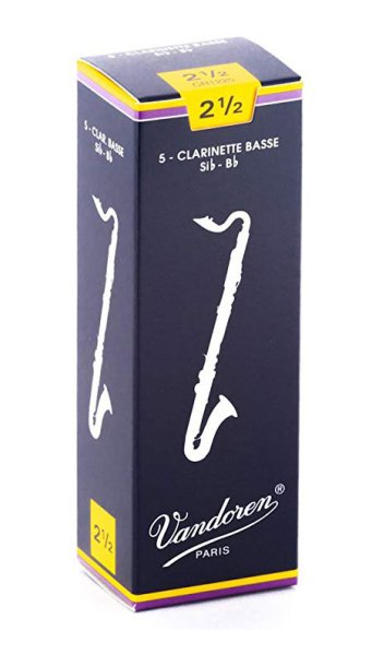Vandoren CR1225 Bass Clarinet Traditional Reeds Strength #2.5. (Box of 5)